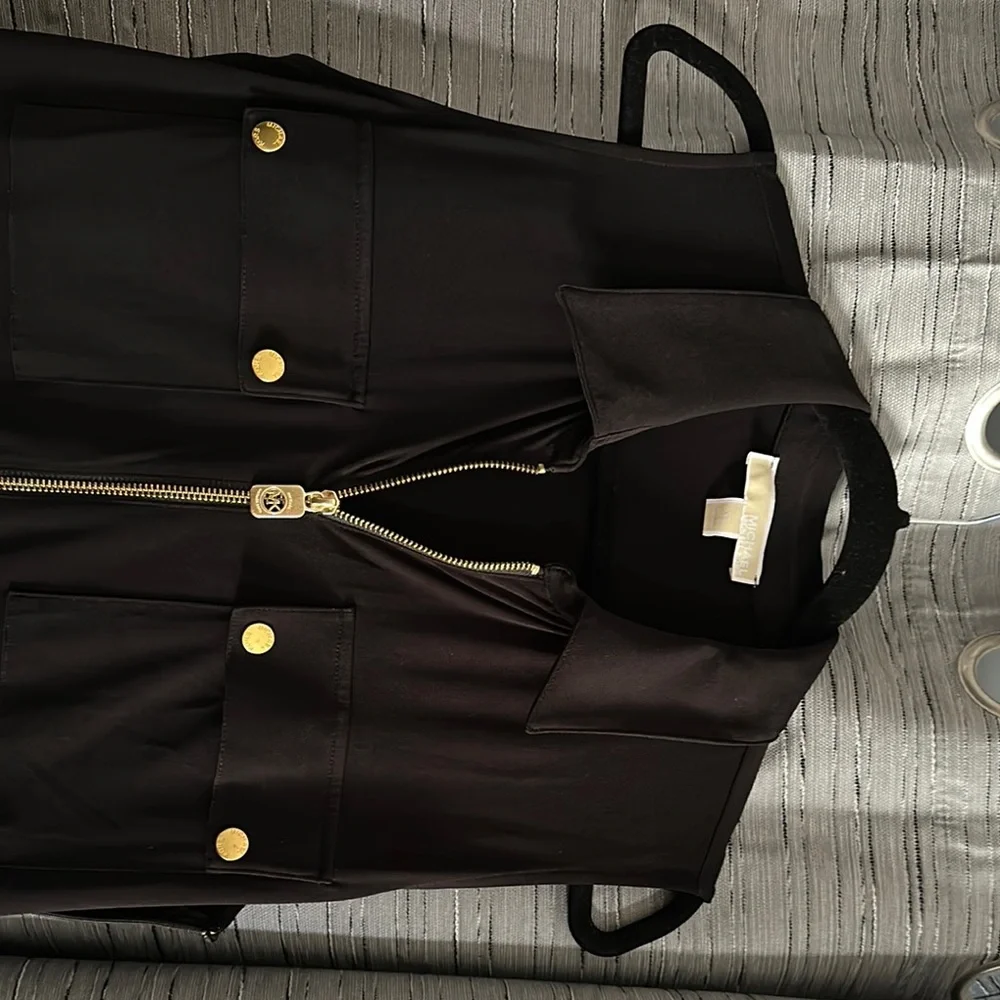 Michael Kors Black Sleeveless Jumpsuit with Gold Accents - Picture 3 of 8
